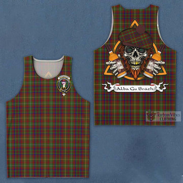 MacMaster (McMaster) Tartan Men's Tank Top with Family Crest and Bearded Skull Holding Bottles of Whiskey Men - Tartan Vibes Clothing