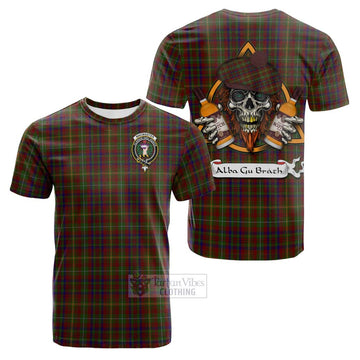 MacMaster (McMaster) Tartan Cotton T-shirt with Family Crest and Bearded Skull Holding Bottles of Whiskey Kid's Shirt - Tartan Vibes Clothing