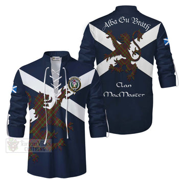 MacMaster (McMaster) Tartan Lion Rampant Ghillie Kilt Shirt Proudly Display Your Heritage with Alba Gu Brath and Clan Name Men - Tartan Vibes Clothing