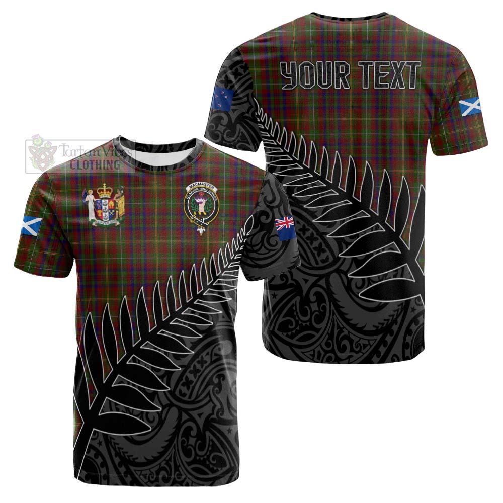 Tartan Vibes Clothing MacMaster (McMaster) Crest Tartan Cotton T-shirt with New Zealand Silver Fern Half Style