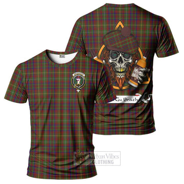 MacMaster (McMaster) Tartan T-Shirt with Family Crest and Bearded Skull Holding Bottles of Whiskey