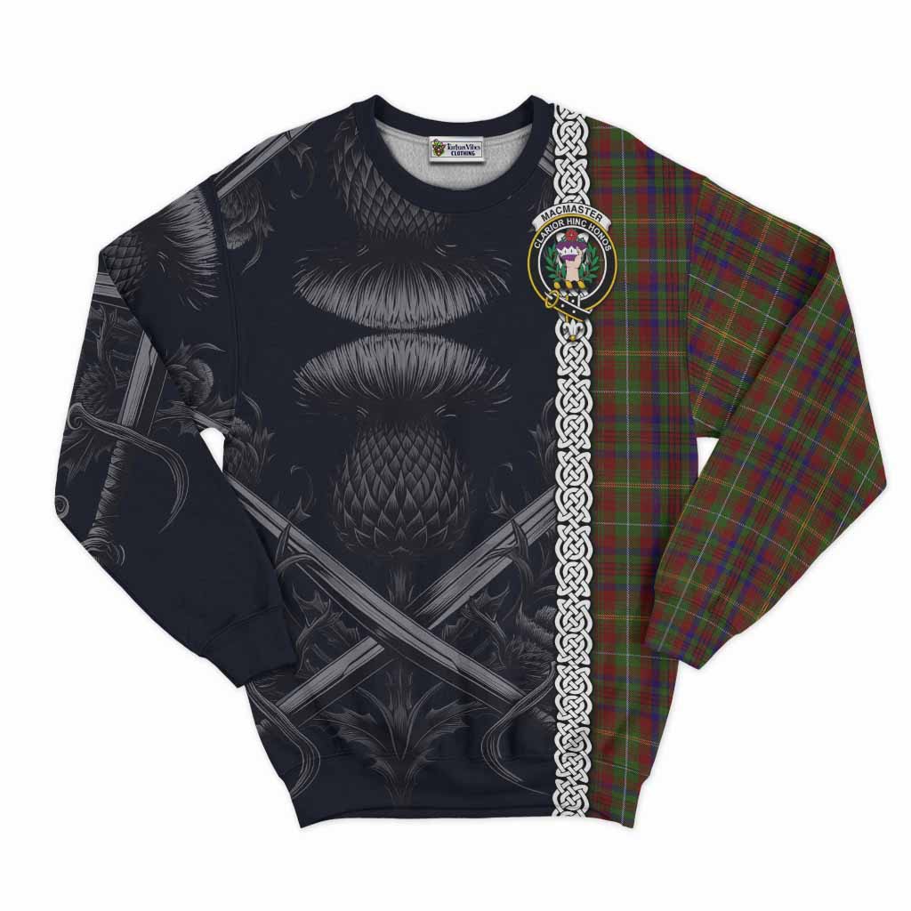 MacMaster (McMaster) Tartan Sweatshirt with Family Crest Cross Sword Thistle Celtic Vibes Unisex - Tartan Vibes Clothing