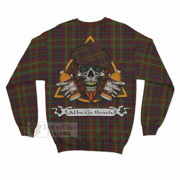 MacMaster (McMaster) Tartan Sweatshirt with Family Crest and Bearded Skull Holding Bottles of Whiskey