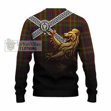 MacMaster (McMaster) Crest Tartan Knitted Sweater with Golden Lion Emblem Celtic Style - Tartan Vibes Clothing