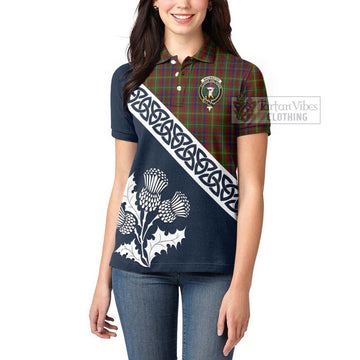 MacMaster (McMaster) Tartan Women's Polo Shirt Featuring Thistle and Scotland Map