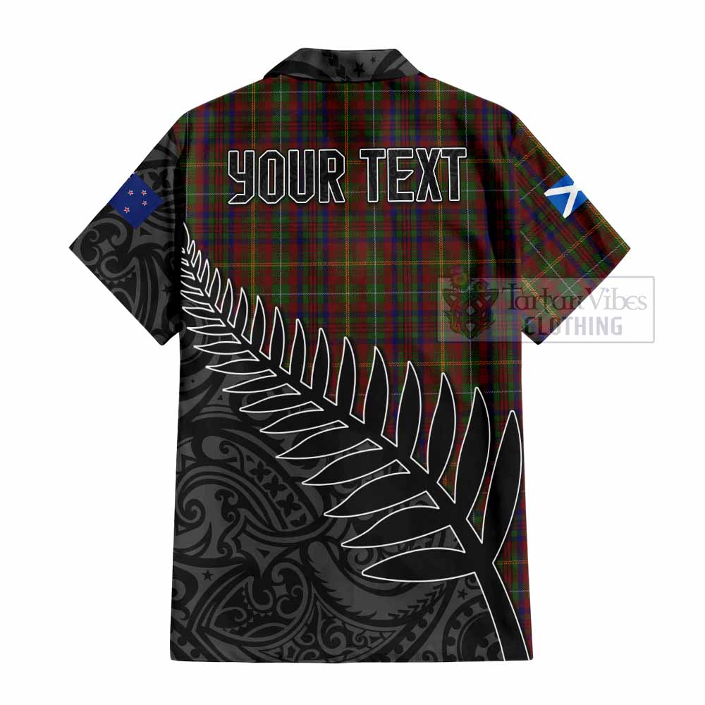 Tartan Vibes Clothing MacMaster (McMaster) Crest Tartan Short Sleeve Button Shirt with New Zealand Silver Fern Half Style