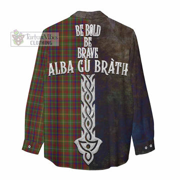 MacMaster (McMaster) Tartan Family Crest Women's Casual Shirt Alba Gu Brath Be Brave Lion Ancient Style - Tartan Vibes Clothing