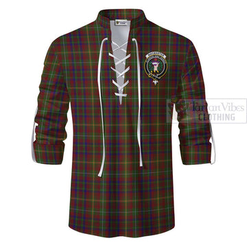 MacMaster (McMaster) Tartan Ghillie Kilt Shirt with Family Crest and Bearded Skull Holding Bottles of Whiskey - Tartan Vibes Clothing