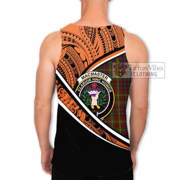 MacMaster (McMaster) Crest Tartan Men's Tank Top with Polynesian Vibes Style - Orange Version