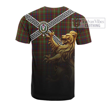 MacMaster (McMaster) Crest Tartan Cotton T-shirt with Golden Lion Emblem Celtic Style - Tartan Vibes Clothing