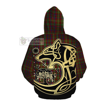 MacMaster (McMaster) Tartan Cotton Hoodie with Family Crest Celtic Wolf Style