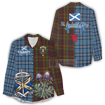 MacMaster (McMaster) Tartan Women's Casual Shirt Happy St. Andrew's Day Half Tartan Style