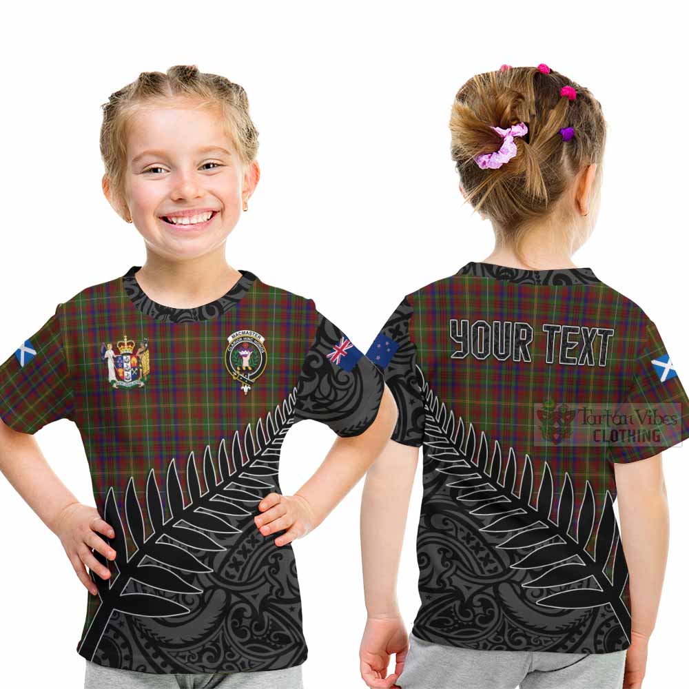 Tartan Vibes Clothing MacMaster (McMaster) Crest Tartan Kid T-Shirt with New Zealand Silver Fern Half Style