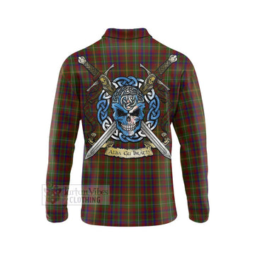 MacMaster (McMaster) Tartan Long Sleeve Polo Shirt with Family Crest Celtic Skull Style - Tartan Vibes Clothing