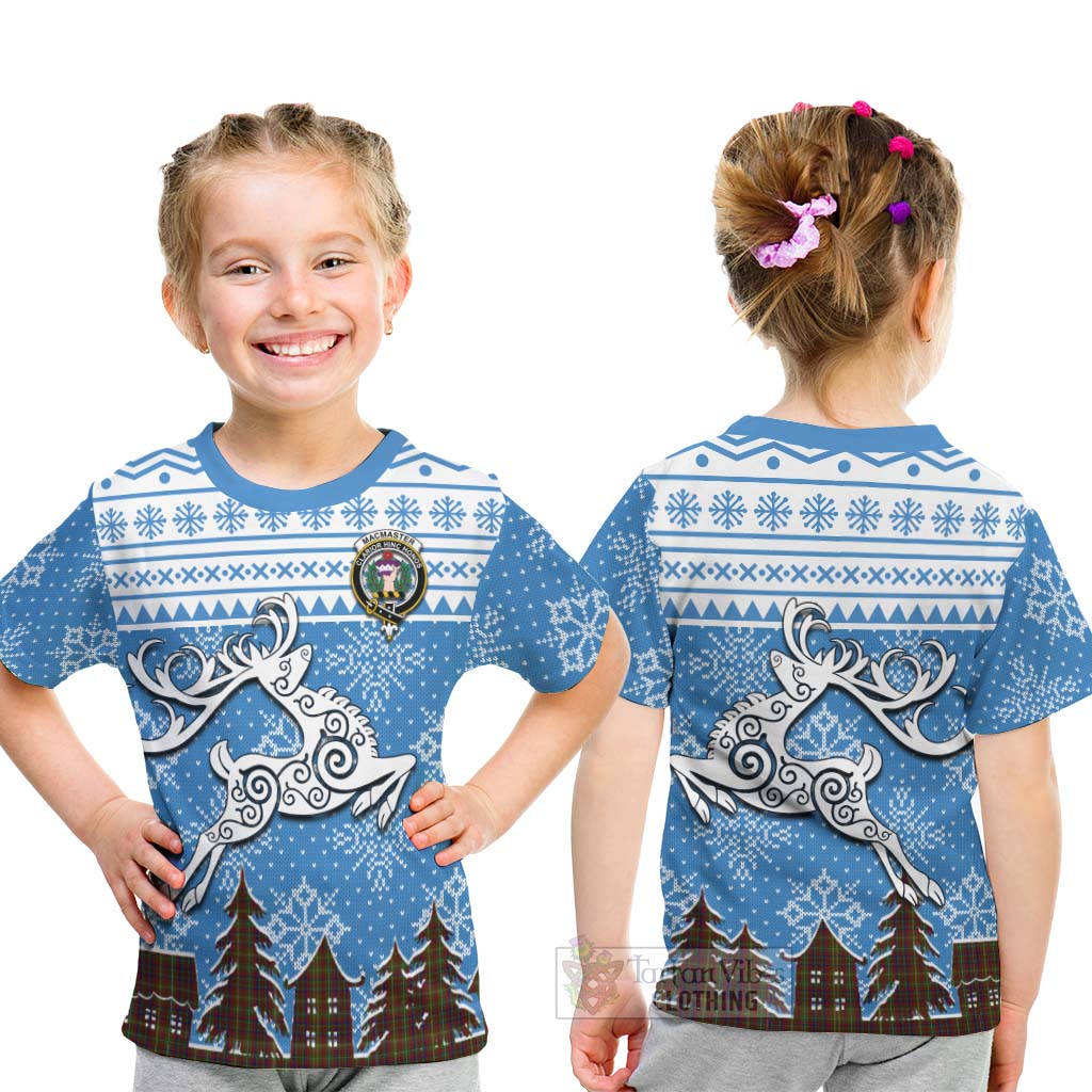 Tartan Vibes Clothing MacMaster (McMaster) Clan Christmas Kid T-Shirt Celtic Reindeer Style