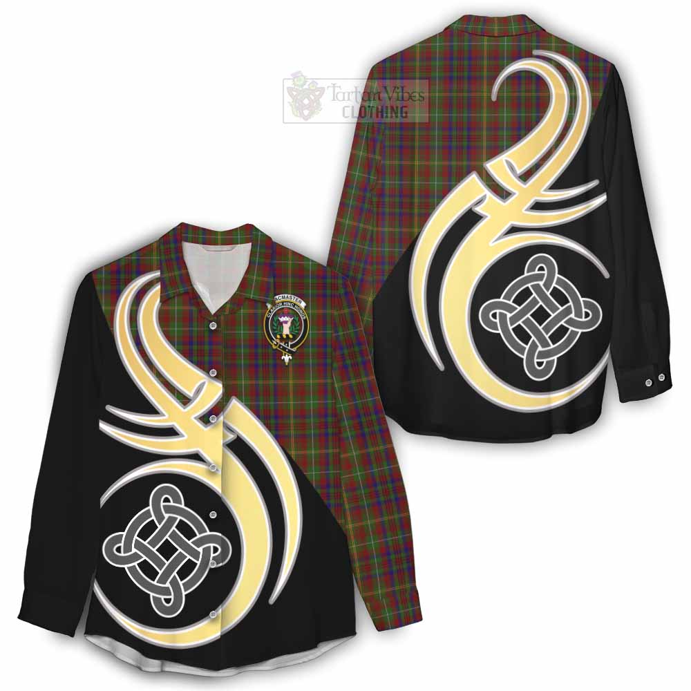 Tartan Vibes Clothing MacMaster (McMaster) Tartan Women's Casual Shirt with Family Crest and Celtic Symbol Style