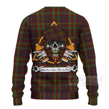 MacMaster (McMaster) Tartan Ugly Sweater with Family Crest and Bearded Skull Holding Bottles of Whiskey