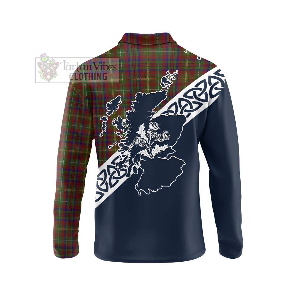 MacMaster (McMaster) Tartan Long Sleeve Polo Shirt Featuring Thistle and Scotland Map - Tartan Vibes Clothing