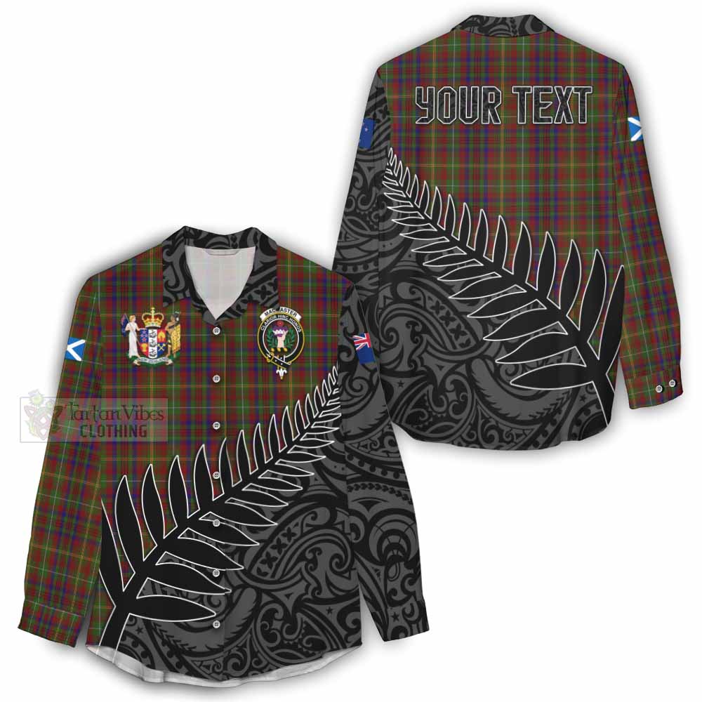 Tartan Vibes Clothing MacMaster (McMaster) Crest Tartan Women's Casual Shirt with New Zealand Silver Fern Half Style