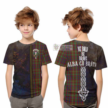 MacMaster (McMaster) Tartan Family Crest Kid T-Shirt Alba Gu Brath Be Brave Lion Ancient Style - Tartan Vibes Clothing