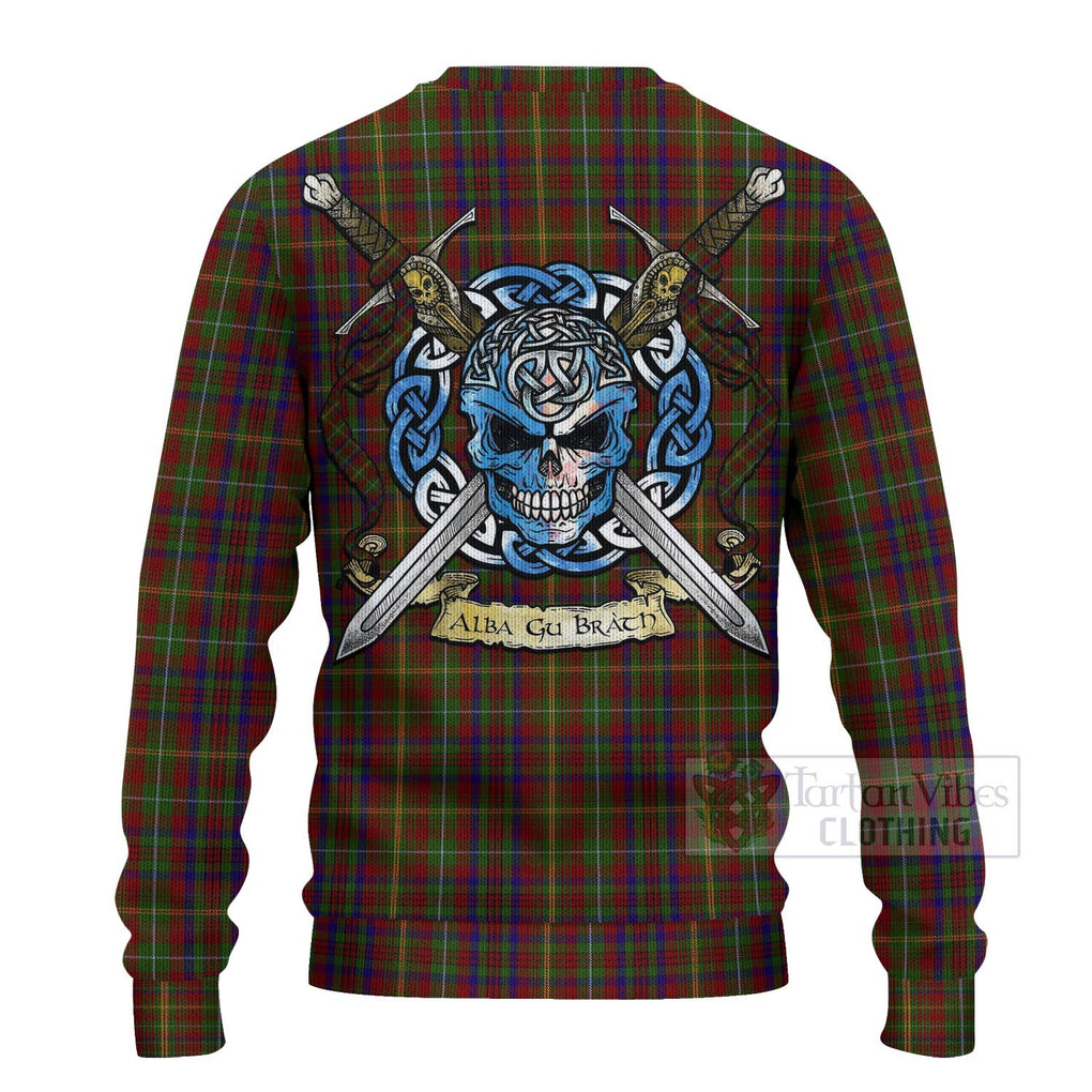 Tartan Vibes Clothing MacMaster (McMaster) Tartan Knitted Sweater with Family Crest Celtic Skull Style