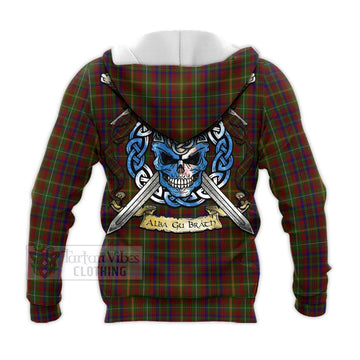 MacMaster (McMaster) Tartan Knitted Hoodie with Family Crest Celtic Skull Style - Tartan Vibes Clothing