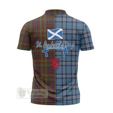 MacMaster (McMaster) Tartan Zipper Polo Shirt Happy St. Andrew's Day Half Tartan Style - Tartan Vibes Clothing