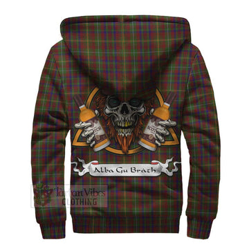 MacMaster (McMaster) Tartan Sherpa Hoodie with Family Crest and Bearded Skull Holding Bottles of Whiskey - Tartan Vibes Clothing