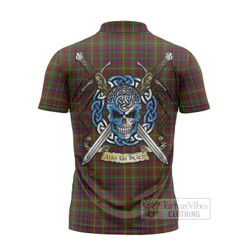 MacMaster (McMaster) Tartan Zipper Polo Shirt with Family Crest Celtic Skull Style