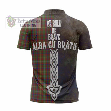 MacMaster (McMaster) Tartan Family Crest Zipper Polo Shirt Alba Gu Brath Be Brave Lion Ancient Style - Tartan Vibes Clothing