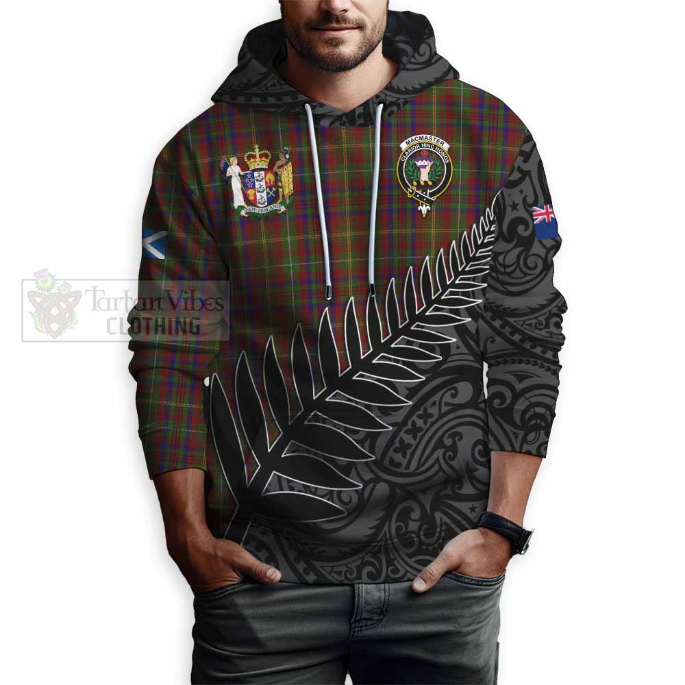 Tartan Vibes Clothing MacMaster (McMaster) Crest Tartan Hoodie with New Zealand Silver Fern Half Style