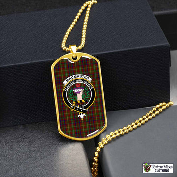MacMaster (McMaster) Tartan Dog Tag Necklace with Family Crest Gold No - Tartan Vibes Clothing