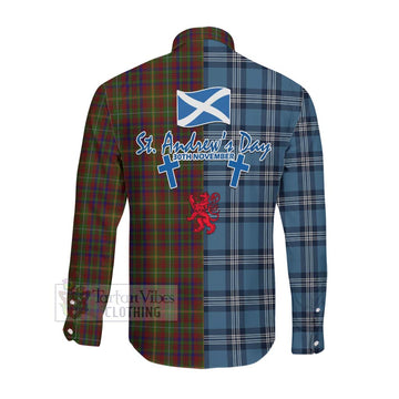 MacMaster (McMaster) Tartan Long Sleeve Button Shirt Happy St. Andrew's Day Half Tartan Style Men's Shirt - Tartan Vibes Clothing