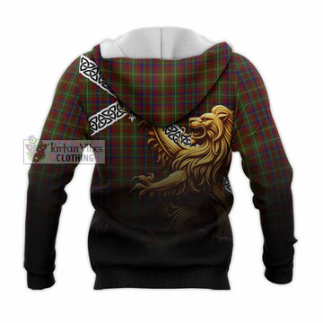 MacMaster (McMaster) Crest Tartan Knitted Hoodie with Golden Lion Emblem Celtic Style - Tartan Vibes Clothing