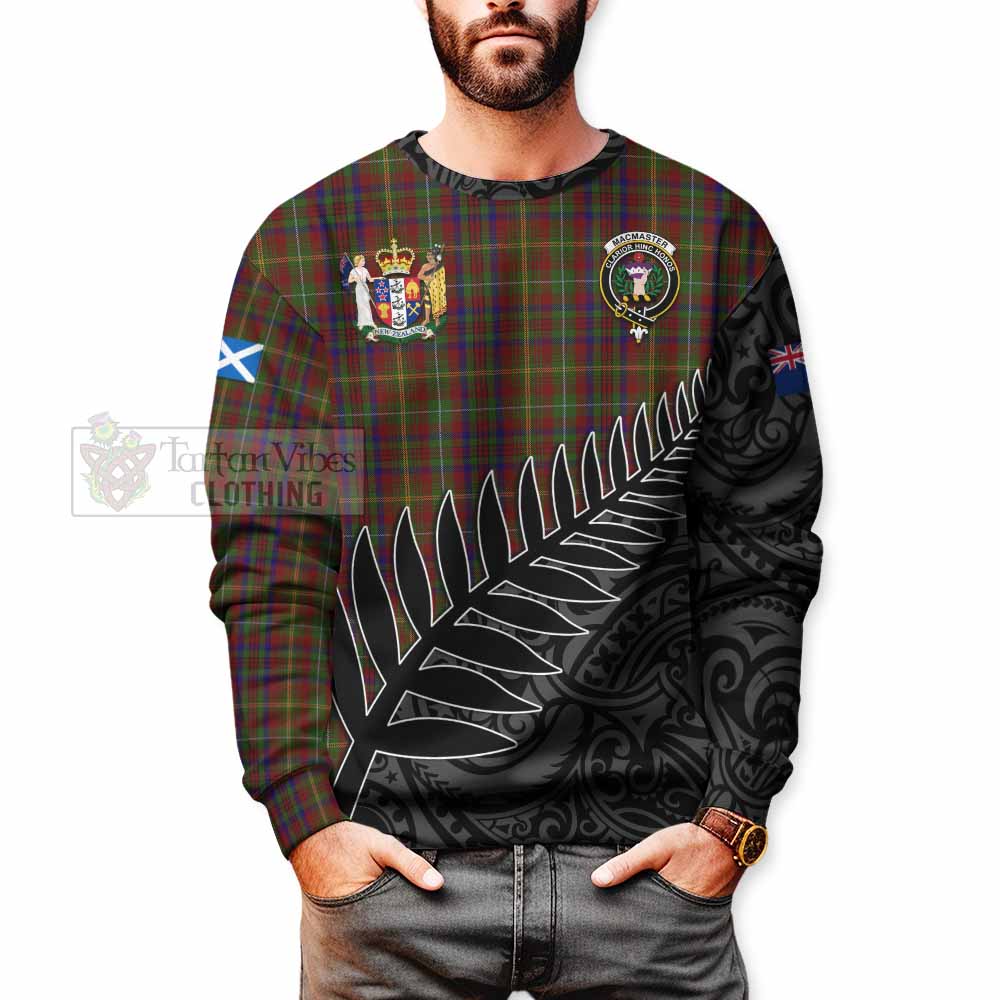 Tartan Vibes Clothing MacMaster (McMaster) Crest Tartan Sweatshirt with New Zealand Silver Fern Half Style