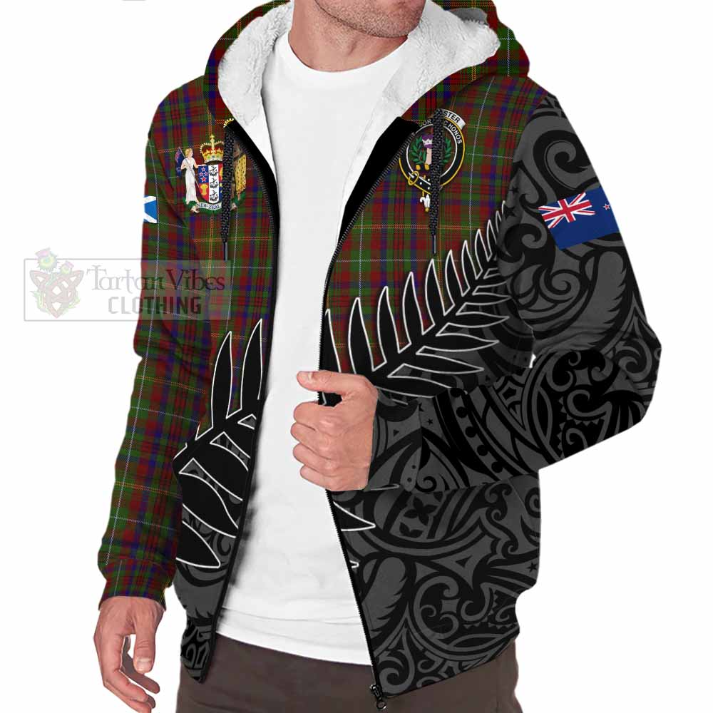 Tartan Vibes Clothing MacMaster (McMaster) Crest Tartan Sherpa Hoodie with New Zealand Silver Fern Half Style