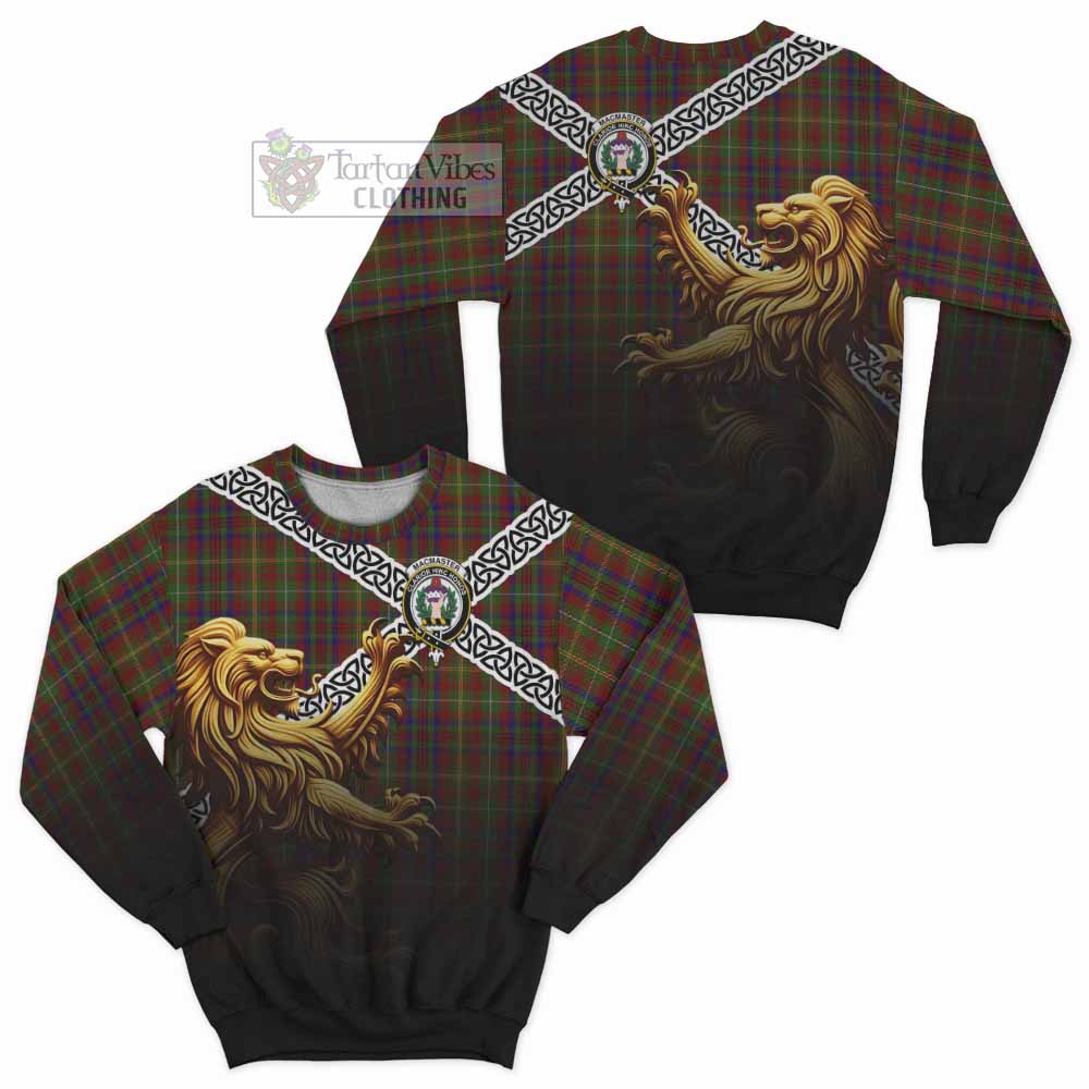 MacMaster (McMaster) Crest Tartan Sweatshirt with Golden Lion Emblem Celtic Style - Tartan Vibes Clothing