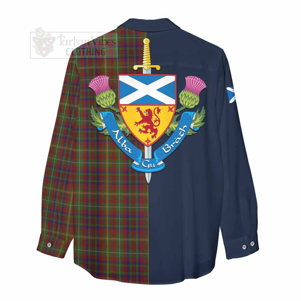 Tartan Vibes Clothing MacMaster (McMaster) Tartan Women's Casual Shirt Alba with Scottish Lion Royal Arm Half Style