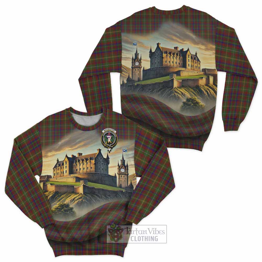 MacMaster (McMaster) Tartan Family Crest Sweatshirt with Scottish Ancient Castle Style - Tartan Vibes Clothing