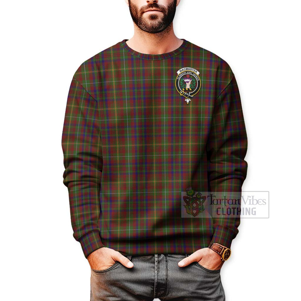 Tartan Vibes Clothing MacMaster (McMaster) Tartan Sweatshirt with Family Crest and Bearded Skull Holding Bottles of Whiskey