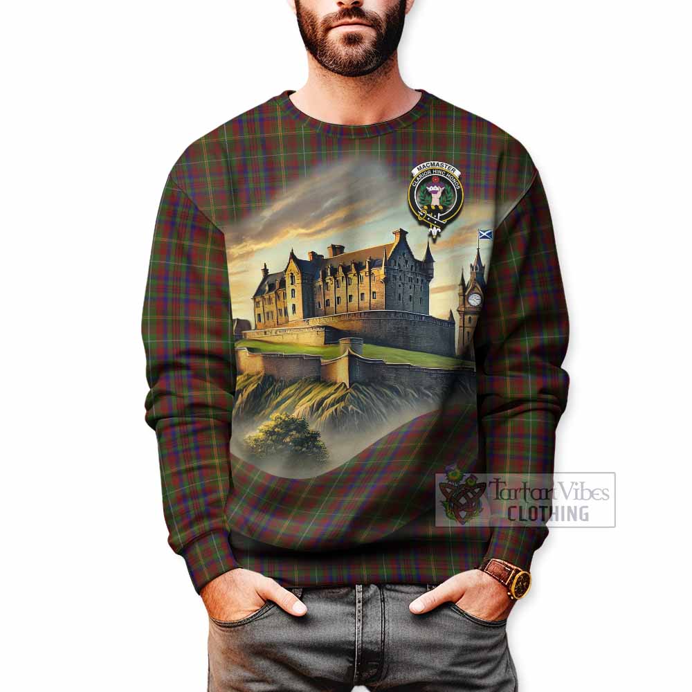 MacMaster (McMaster) Tartan Family Crest Sweatshirt with Scottish Ancient Castle Style - Tartan Vibes Clothing