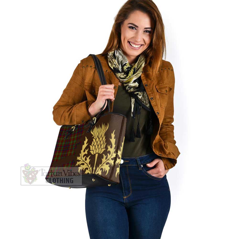 MacMaster (McMaster) Tartan Leather Tote Bag Gold Thistle Style - Tartan Vibes Clothing