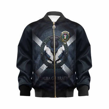 MacMaster (McMaster) Clan Crest Kid Bomber Jacket with Celtic Knot Thistle and Saltire Kid XS - Tartan Vibes Clothing