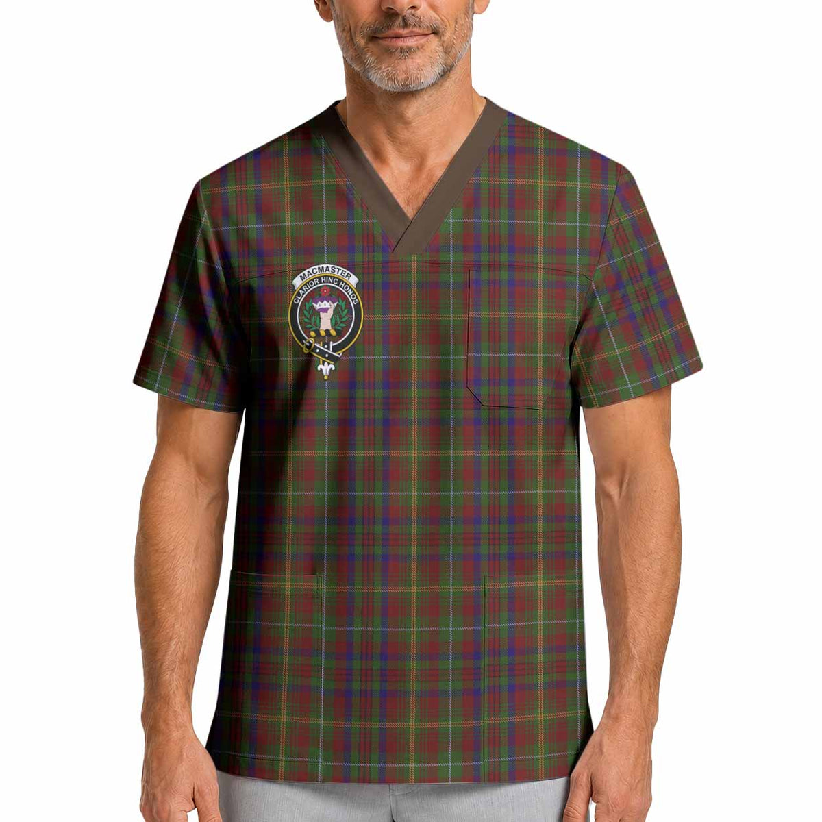 MacMaster (McMaster) Crest Tartan Scrub Top XL - Tartan Vibes Clothing