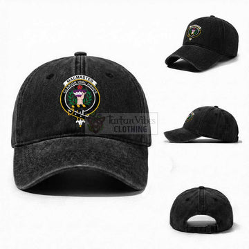 MacMaster (McMaster) Scottish Clan Crest Washed Baseball Cap One Size (Adjustable) Black - Tartan Vibes Clothing