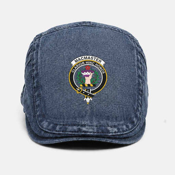 MacMaster (McMaster) Scottish Clan Crest Washed Flat Cap - Unisex Jeff Cap One Size (Adjustable) Dark Blue - Tartan Vibes Clothing