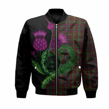 MacMaster (McMaster) Tartan Bomber Jacket Traditional Scottish Thistle Unisex Black - Tartan Vibes Clothing