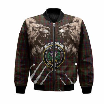 MacMaster (McMaster) Tartan Crest Bomber Jacket Ferocious Lion Style Unisex Black - Tartan Vibes Clothing