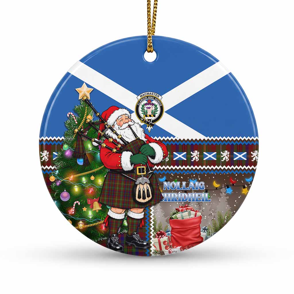 MacMaster (McMaster) Tartan Crest Christmas Ceramic Circle Ornament Nollaig Chridheil Patchwork Style 1 Piece - Tartan Vibes Clothing