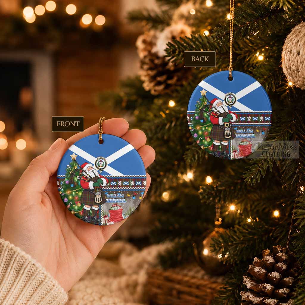 MacMaster (McMaster) Tartan Crest Christmas Ceramic Circle Ornament Nollaig Chridheil Patchwork Style - Tartan Vibes Clothing